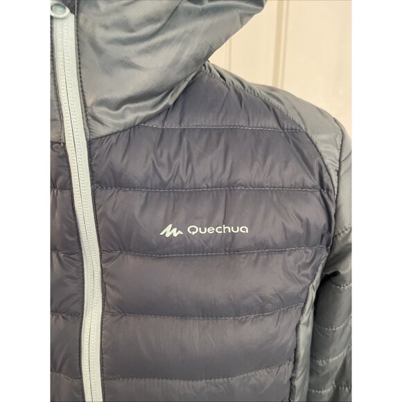 Quechua DECATHLON Women’s Blue DOWN Puffer Jacket Coat Sz S Zip Thin But Warm‎ - Picture 2 of 16